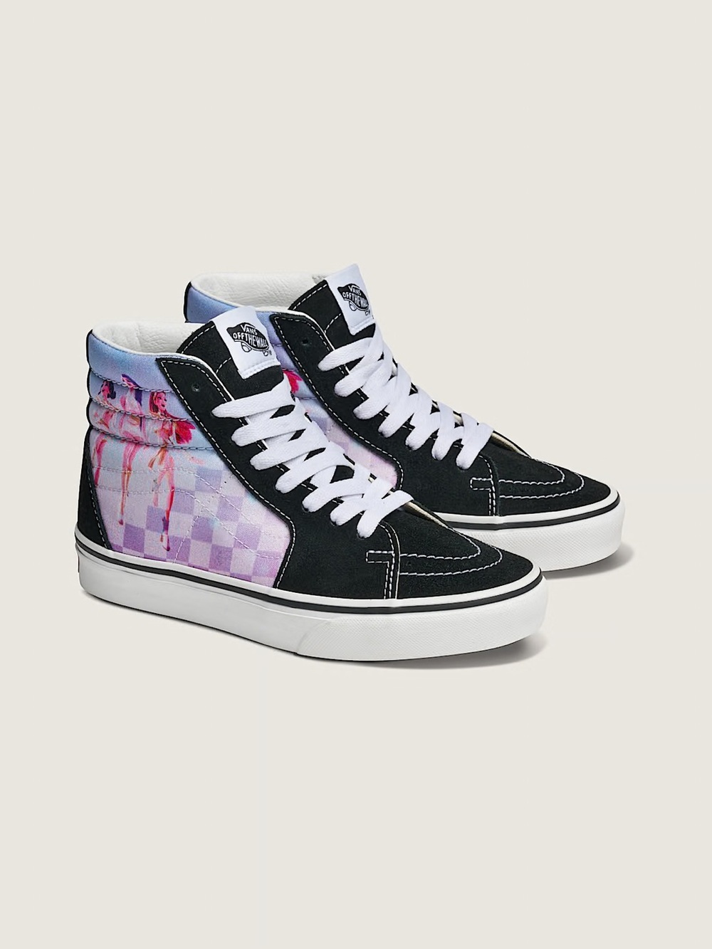 Vans kids High-Top Checkerboard Sneakers - Black / Purple / Pink Kpop